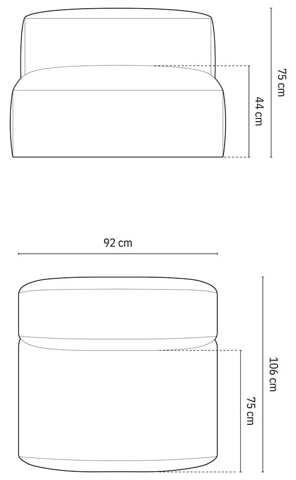 Parte divano componibile marrone chiaro (solo con parte centrale) con rivestimento in velluto Martina – Micadoni