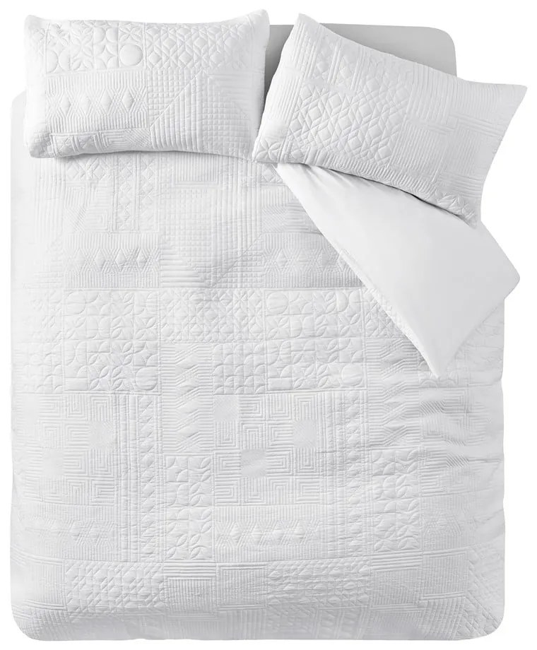 Set copripiumino e federa bianco per letto matrimoniale 200x200 cm Folkstone Geo – Catherine Lansfield