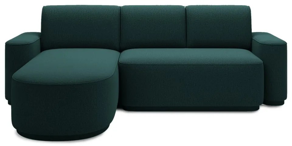 Divano angolare verde allungabile/con contenitore (con penisola a sinistra/con chaise lounge) e rivestimento in ciniglia Aurumm – ELTAP