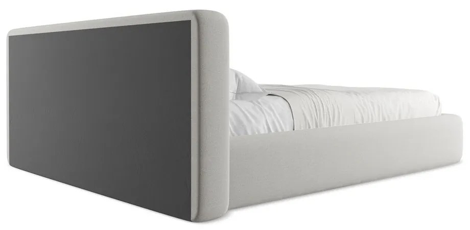 Letto matrimoniale imbottito grigio chiaro con vano contenitore con griglia 160x200 cm Kiana - Makamii