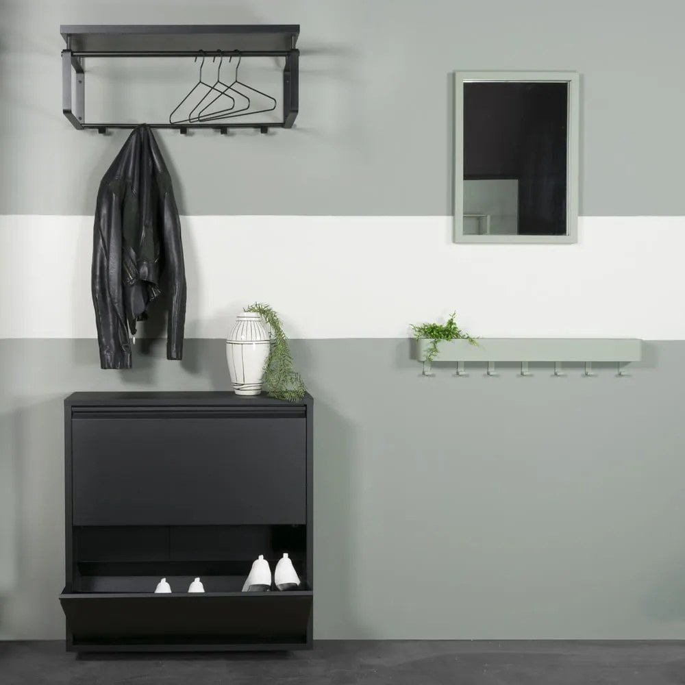 Scarpiera nera in metallo con ante ribaltabili 75x77,5x22,5 cm Billy – Spinder Design