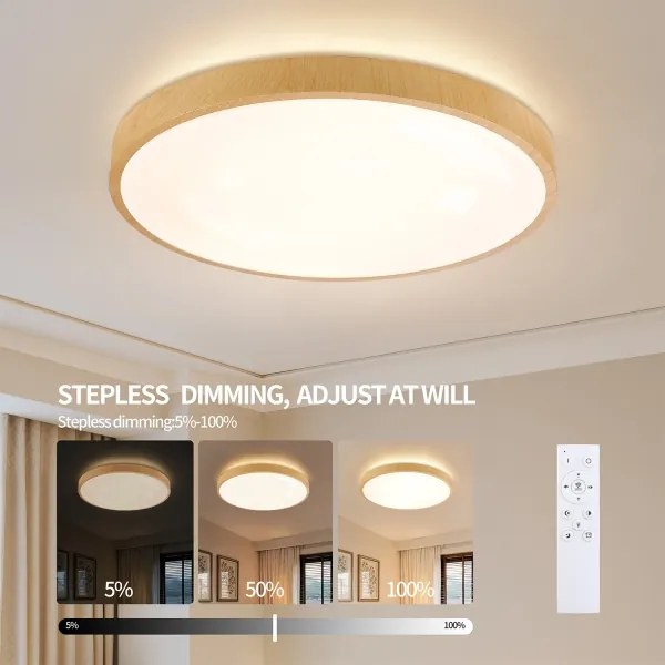Brilagi-LED lampada dimmerabile GLASS POOL DOUBLE LED/80W/230V 60 cm, finitura effetto legno + telecomando