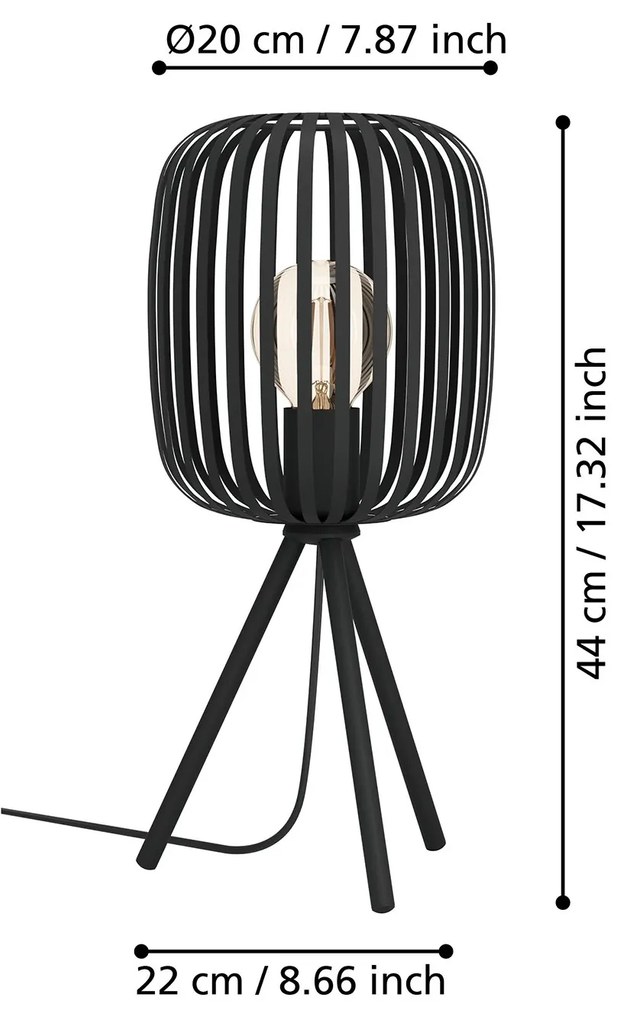 Lampada Da Tavolo Minimal Romazzina Acciaio Nero 1 Luce E27