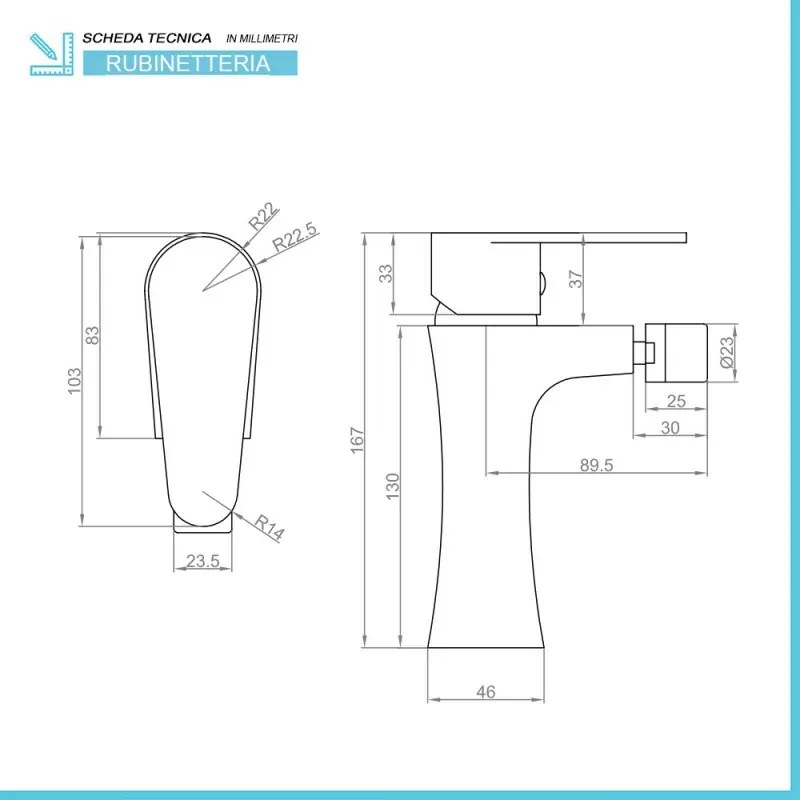 Set miscelatori lavabo bidet incasso doccia con deviatore cromati Lizzy