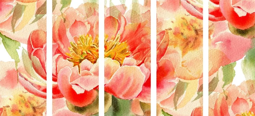 Quadri 5 pezzi – Peonie rosse