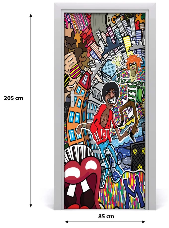 Sticker porta Collage musicale 85x205 cm