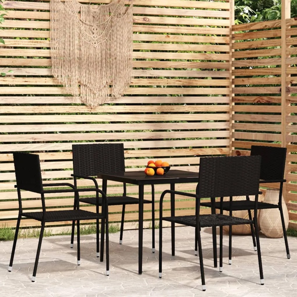 Set Mobili da Pranzo da Giardino 5 pz Nero