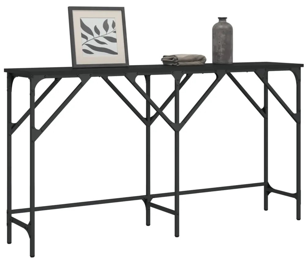 Tavolino Consolle Nero 140x29x75 Cm İn Legno Multistrato /