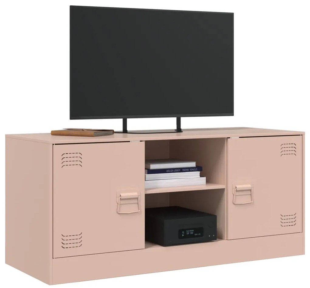 Mobile porta tv rosa 99x39x44 cm in acciaio