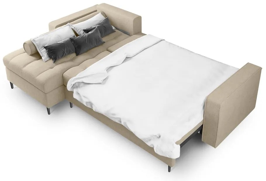 Divano letto angolare beige, angolo sinistro Santo - Milo Casa