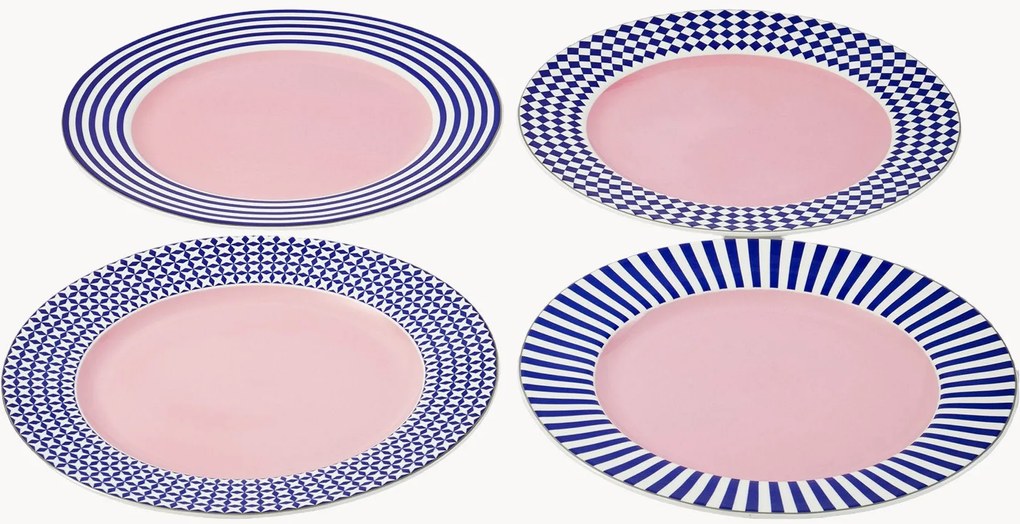 Set di 4 piatti piani in porcellana Aunty