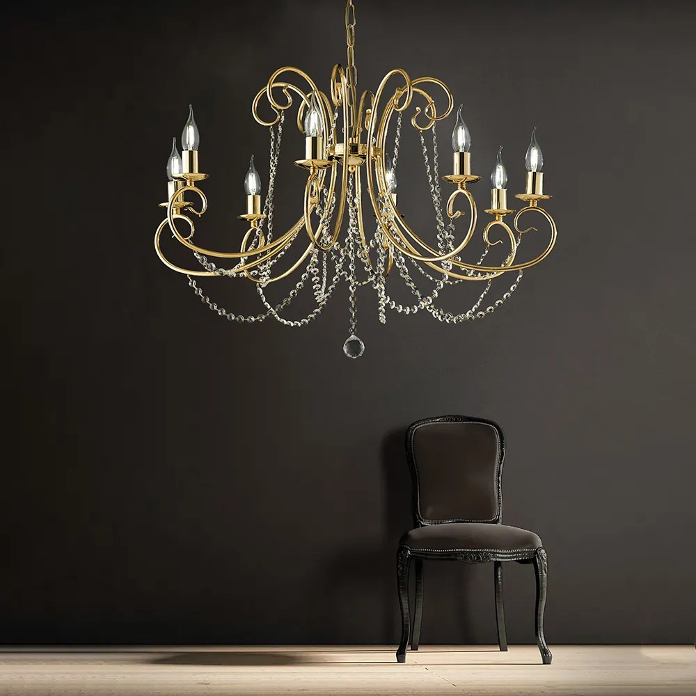 Bonetti Illumina  Magda 8-light chandelier in golden metal