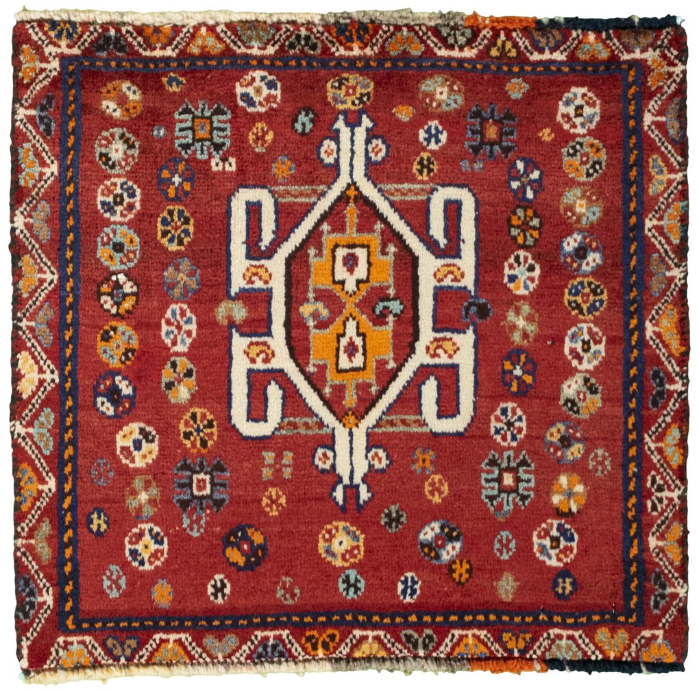 Shiraz Tappeto 50x60 Rosso (Iran) Annodato A Mano