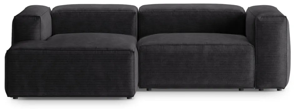 Divano angolare grigio scuro (con penisola a sinistra/con chaise lounge) con rivestimento in velluto a coste Bergamo – Cosmopolitan Design