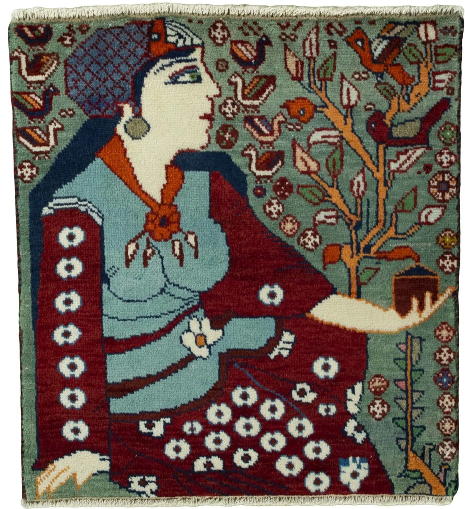 Shiraz Tappeto 70x60 Rosso (Iran) Annodato A Mano
