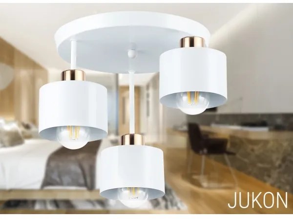 Lampadario a sospensione con supporto rigido 3xE27/35W/230V diametro 30 cm bianco/oro