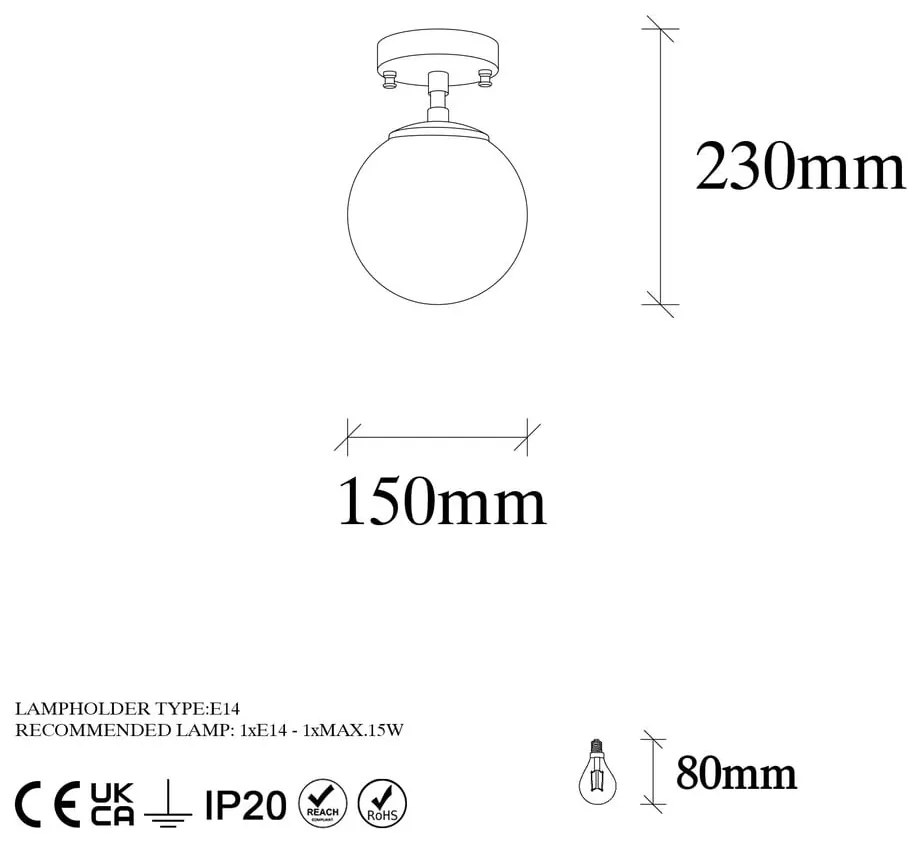 Lampada da soffitto in bianco e bronzo con paralume in vetro ø 15 cm Atmaca - Opviq lights