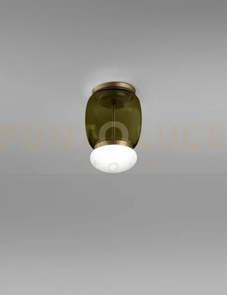 Faro lampada da soffitto s verde antico bianco montatura ottone ver...