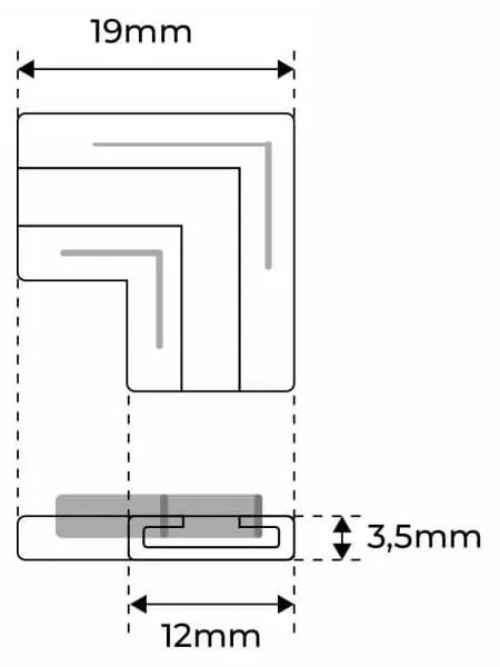Connettore Angolare per strisce LED COB Monocolore 10mm 2 contatti CF 2PZ Selezionare l'accessorio Accessorio Strisce da 10 mm