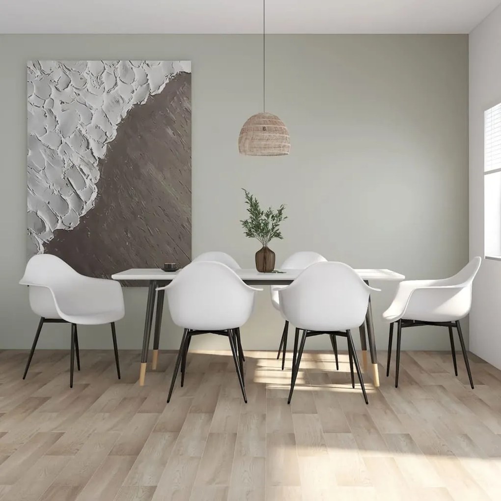 Sedie Da Pranzo 6 Pz Bianche İn Pp /