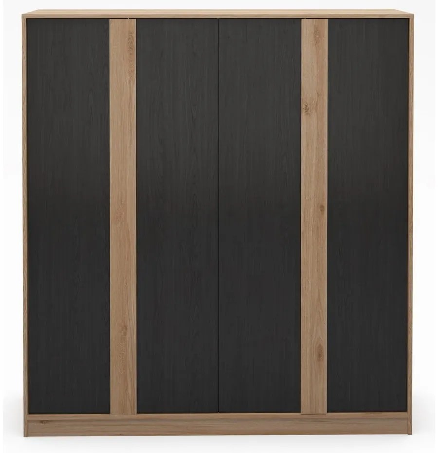 Armadio effetto rovere con decoro nero-naturale 180x197,5x53 cm Dennis - Marckeric