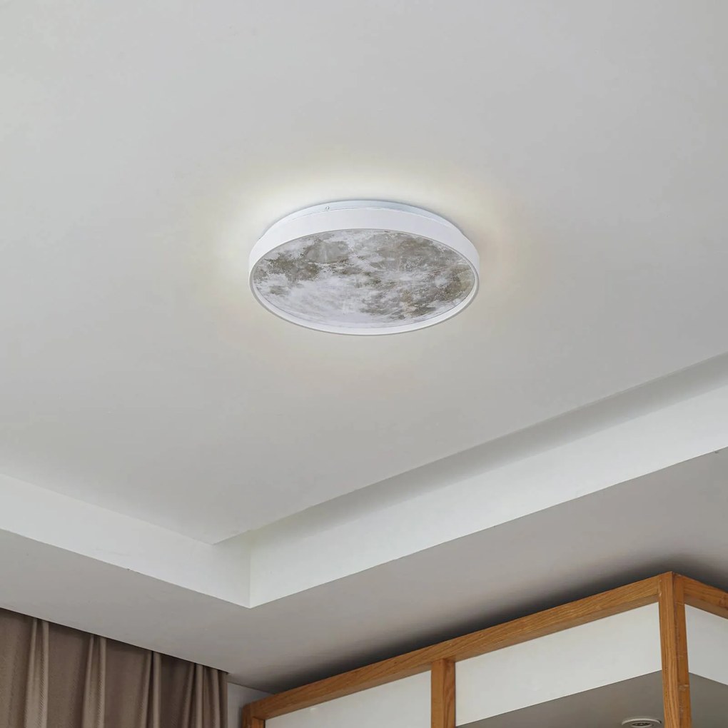 Plafoniera a LED Lune Lindby, Alluminio / Grigio / Zincato, Soggiorno / Sala da pranzo, Plastica, Moderno, Plafoniera LED