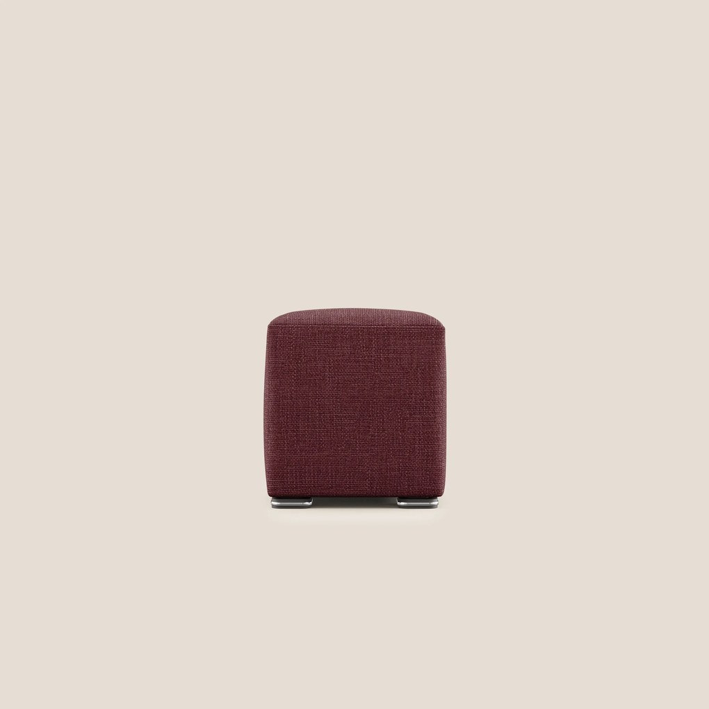 Cube pouf in morbido tessuto impermeabile ad intreccio melangiato T06 rosso