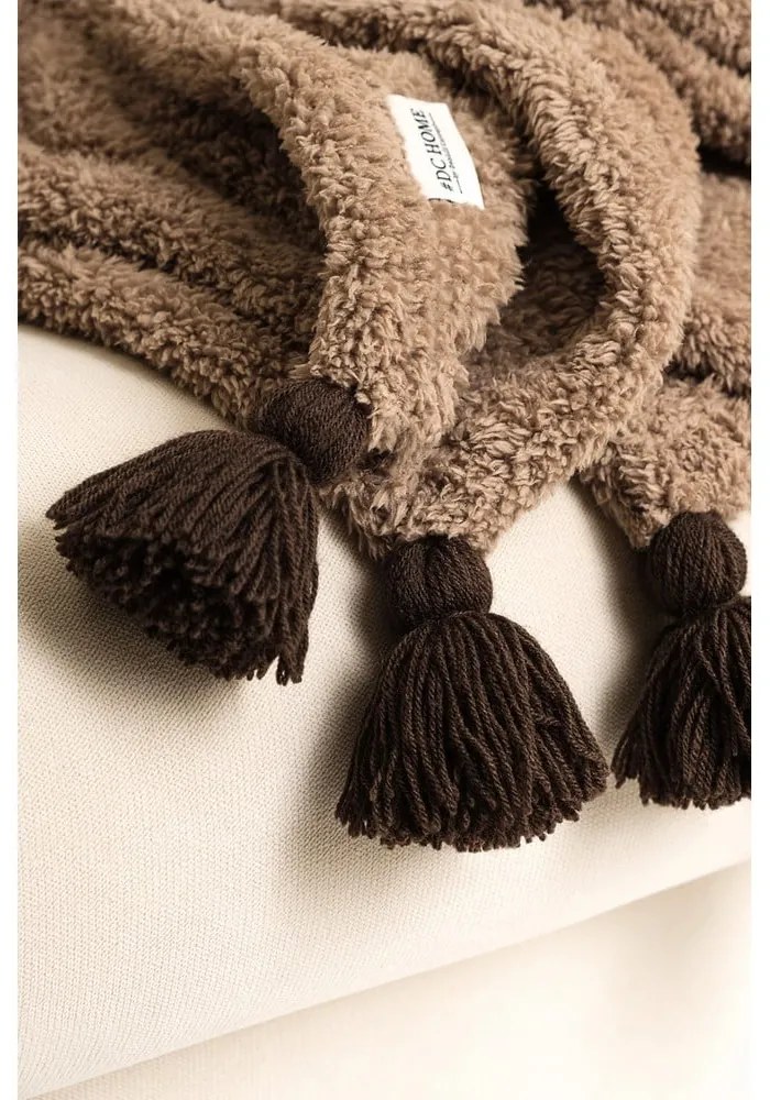 Copriletto marrone in micropile 160x200 cm Puffy – Mijolnir