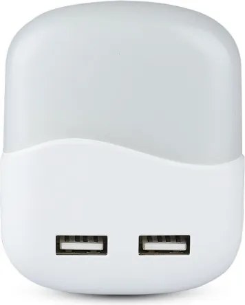 Luce notturna LED con sensore crepuscolare, 2xUSB, 0,45W, 230V, 4000K