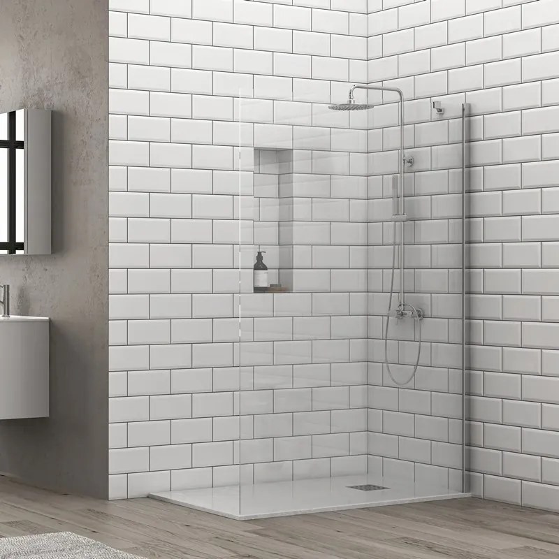 Doccia walk in 80 cm con staffa diagonale vetro trasparente | KS2800C - KAMALU