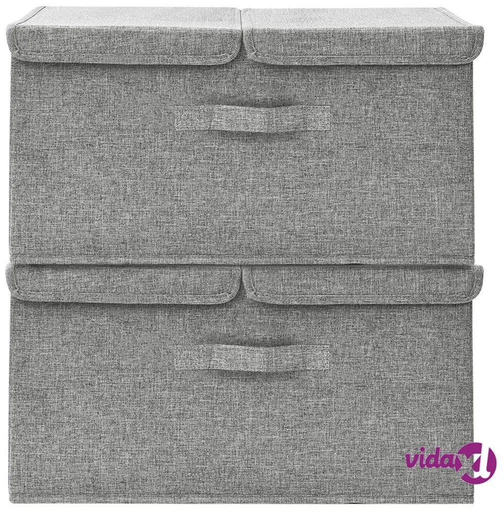 vidaXL Scatole Portaoggetti 2pz in Tessuto 50x30x25 cm Grigio
