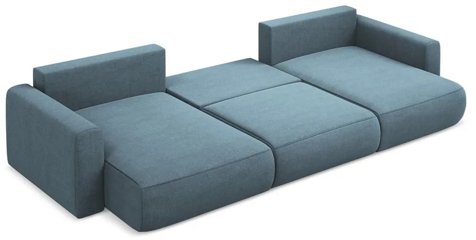 Divano angolare azzurro allungabile/con contenitore (a U) Kapua – Makamii