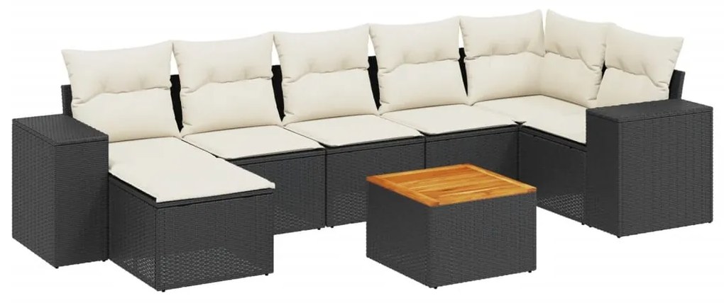 Set Divani da Giardino con Cuscini 8 pz Nero in Polyrattan