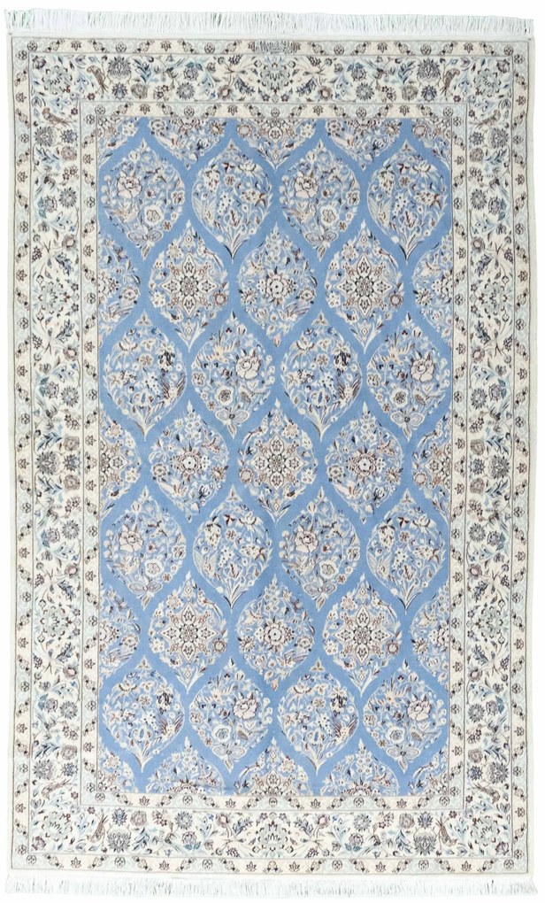Nain Tappeto 150x250 Blu (Iran) Annodato A Mano
