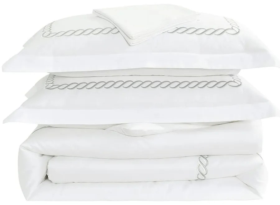 Set copripiumino e federa bianco in raso di cotone per letto singolo con lenzuolo incluso/6 pezzi 140x200 cm Whispered Serenity – Mila Home Luxury