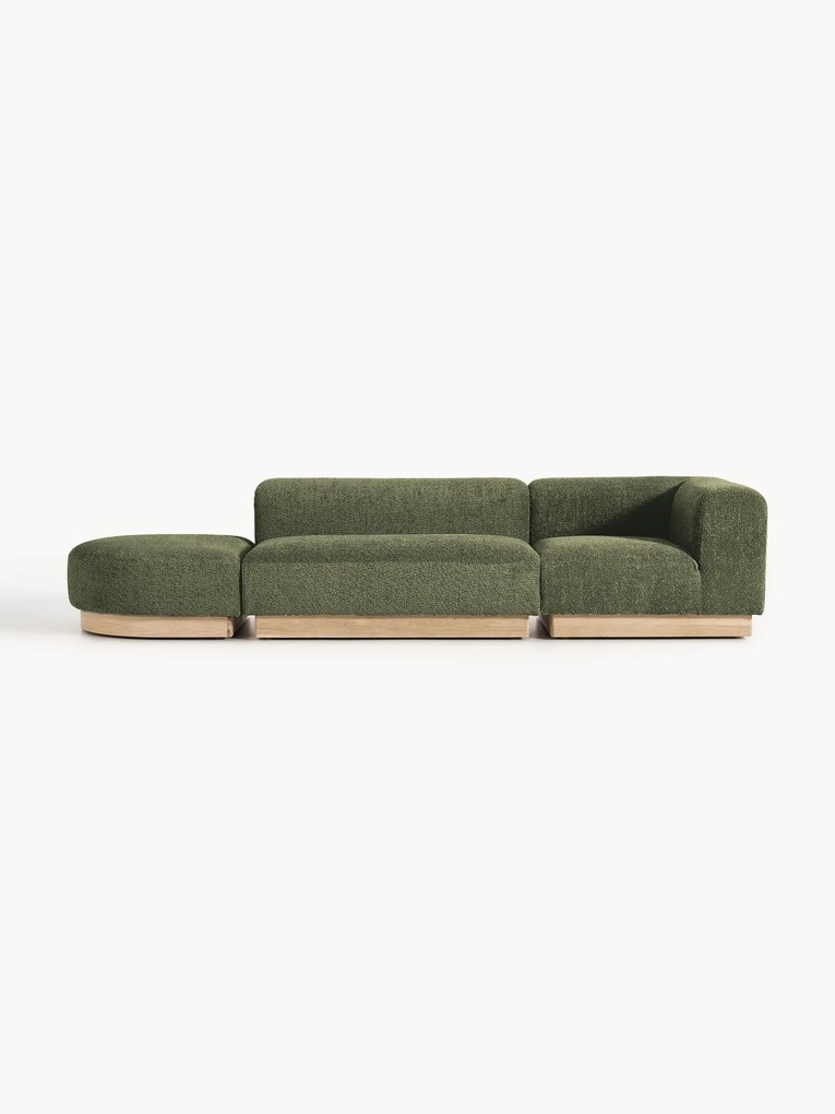 Chaise lounge componibile in teddy bouclé con poggiapiedi (sinistra/destra) Natalie