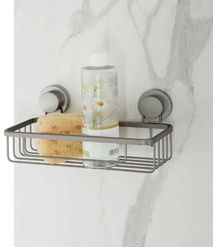 Mensola doccia portaoggetti rettangolare in acciaio canna di fucile doppio fissaggio