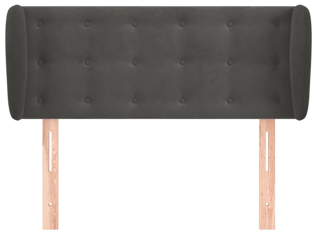 Testiera ad orecchio grigio scuro 103x23x78/88 cm in velluto