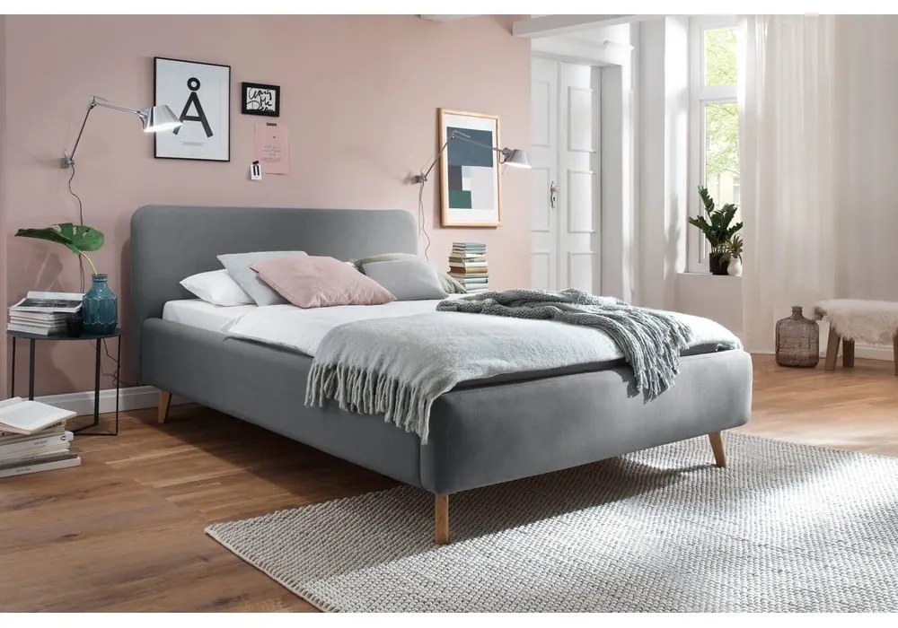 Letto matrimoniale imbottito grigio rete non inclusa 140x200 cm Mattis – Meise Möbel