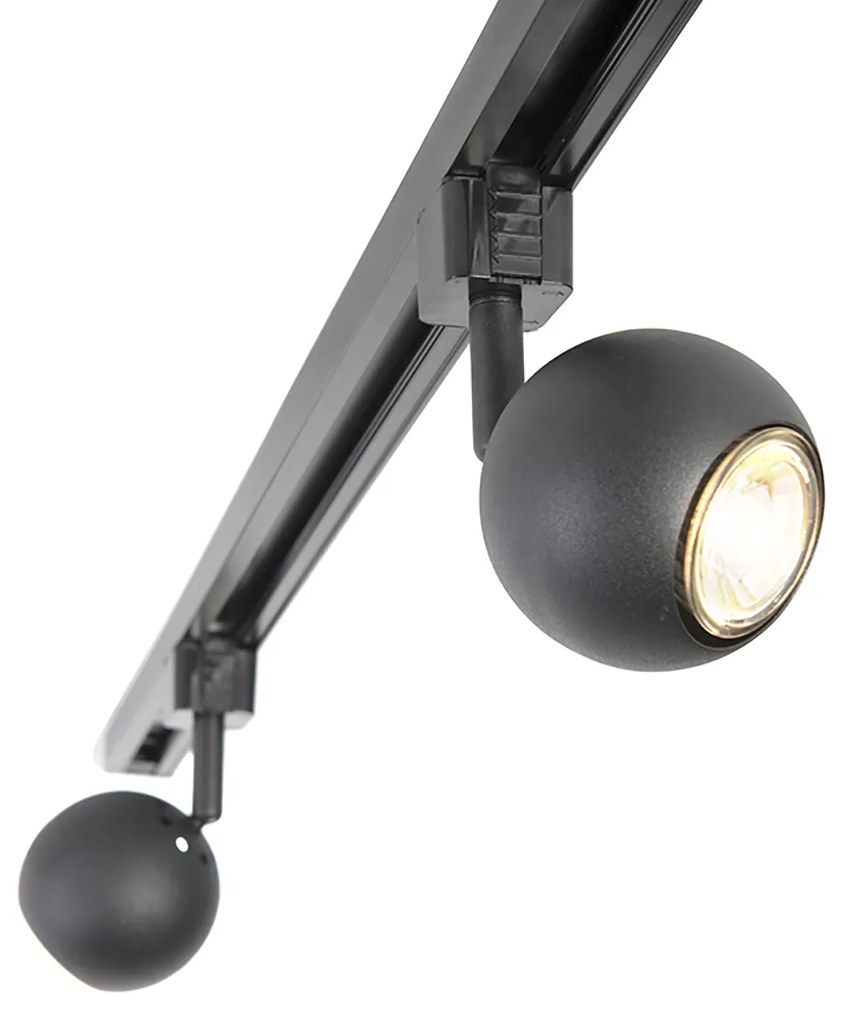 Sistema di illuminazione a binario monofase Smart con 5 faretti Wifi GU10 neri - Iconic Gissi