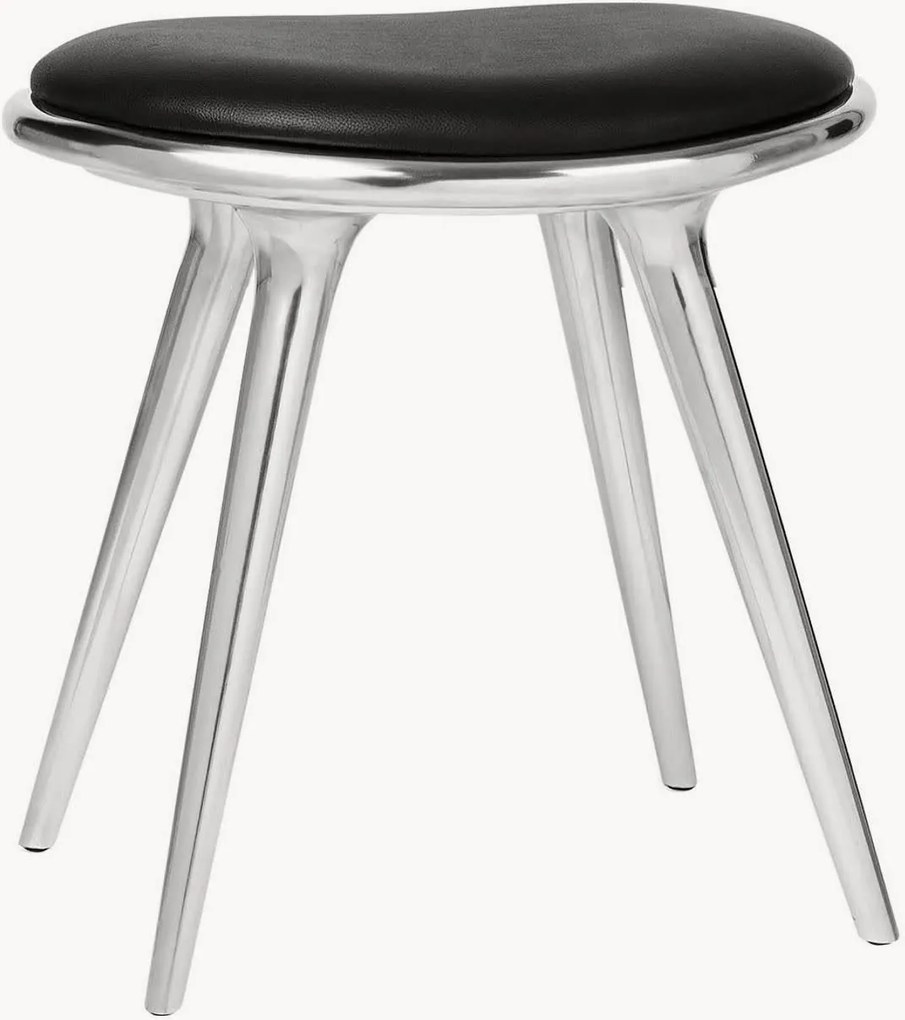 Sgabello basso in pelle con imbottitura