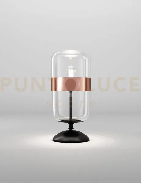 Futura lampada da tavolo m cristallo rame montatura nero opaco 1 lu...