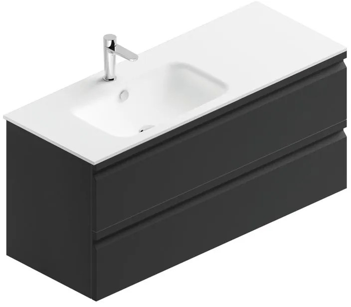 Mobile bagno con lavabo L 120 x H 56 x P 46 cm grigio grafite opaco in mdf 2 cassetti per vasca centrale Pull