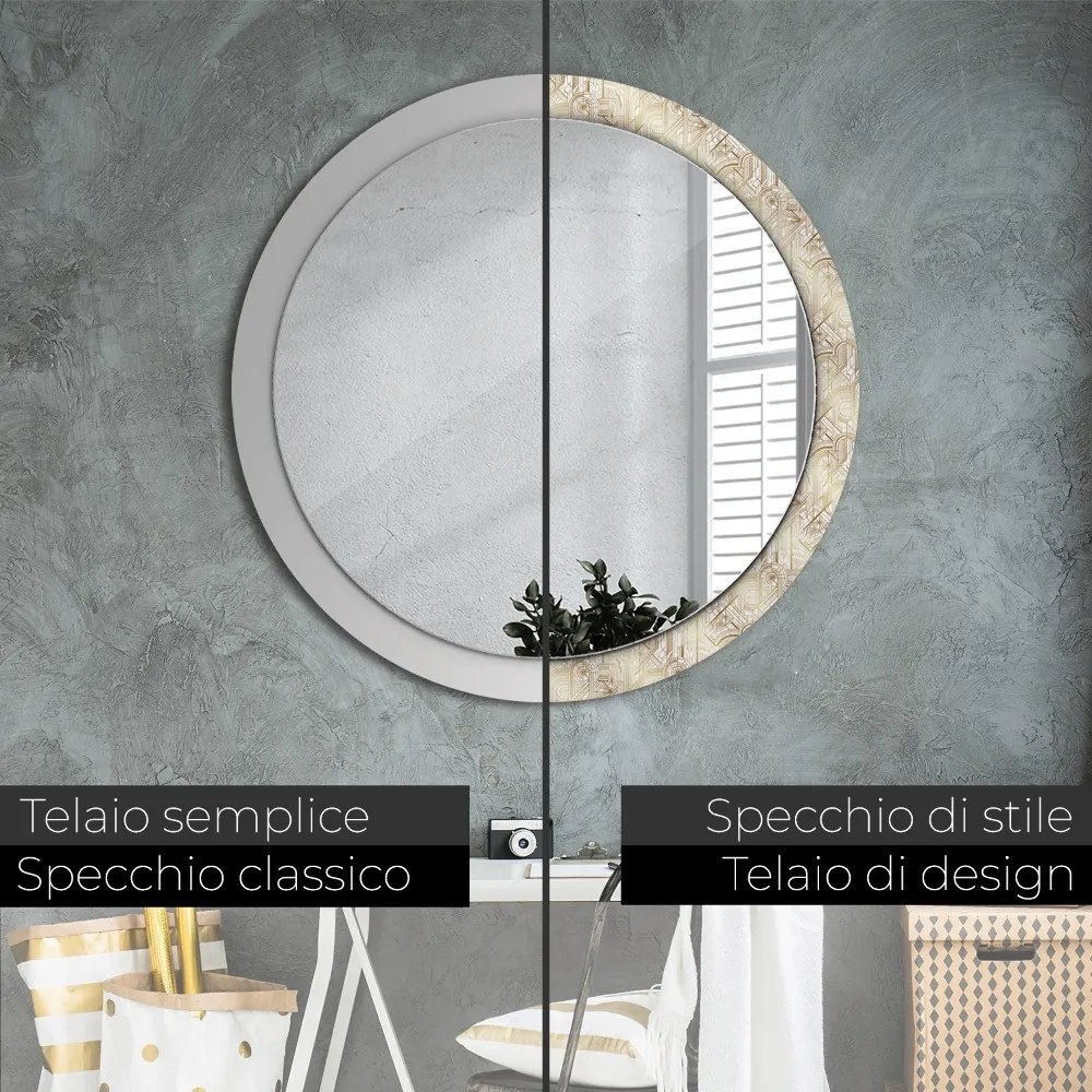 Specchio tondo con decoro Composizione art deco fi 100 cm