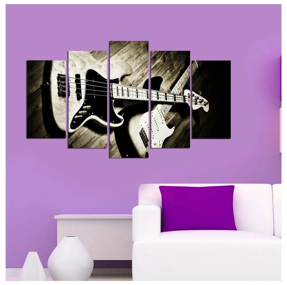 Quadro a più parti Chitarra, 110 x 60 cm - Wallity