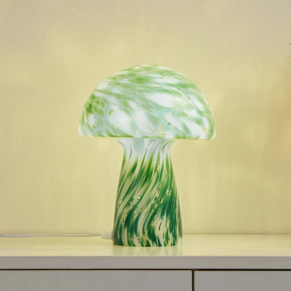 Lampada da tavolo Hubi Lindby, Verde, Soggiorno / Sala da pranzo, Vetro, Moderno, Lampada da tavolo