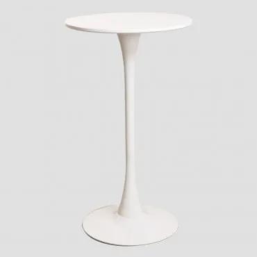 Tavolo Alto Rotondo in MDF e Metallo (Ø60 cm) Ivet Style Bianco - Sklum