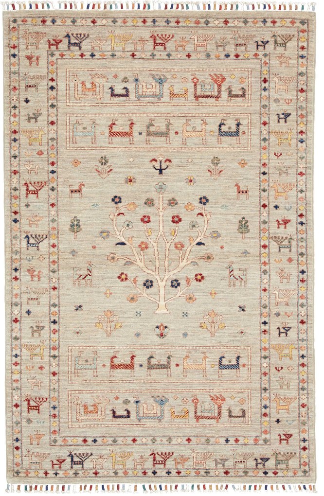 Samarkand Tappeto 160 x 100 Grigio (Pakistan) Annodato A Mano