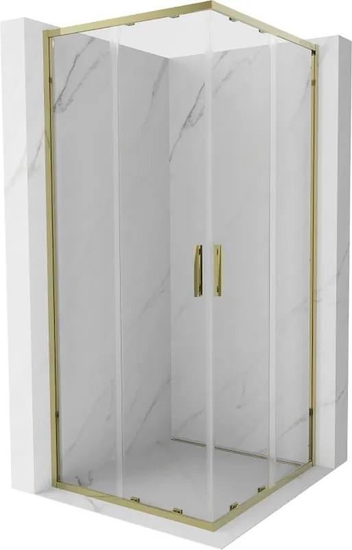 Mexen Exo cabina doccia quadrata scorrevole 100 x 100 cm, trasparente, oro - 8111-100-100-50-00