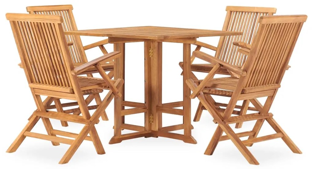 Set da pranzo da giardino 5 pz pieghevole in massello di teak